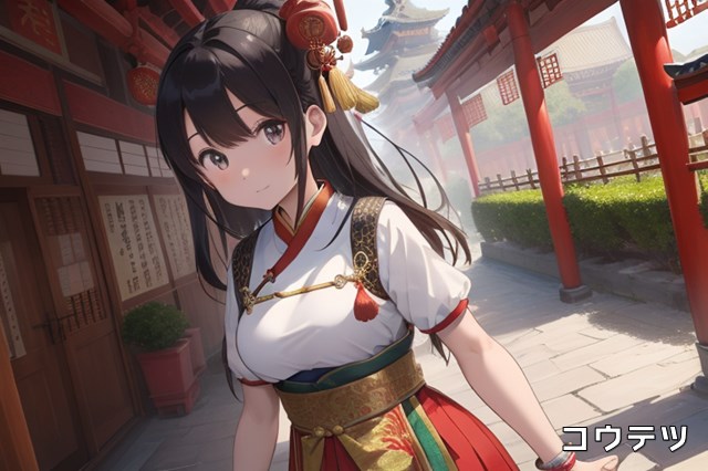 白い伝統衣装を着た古代中国(春秋戦国)の女子画像